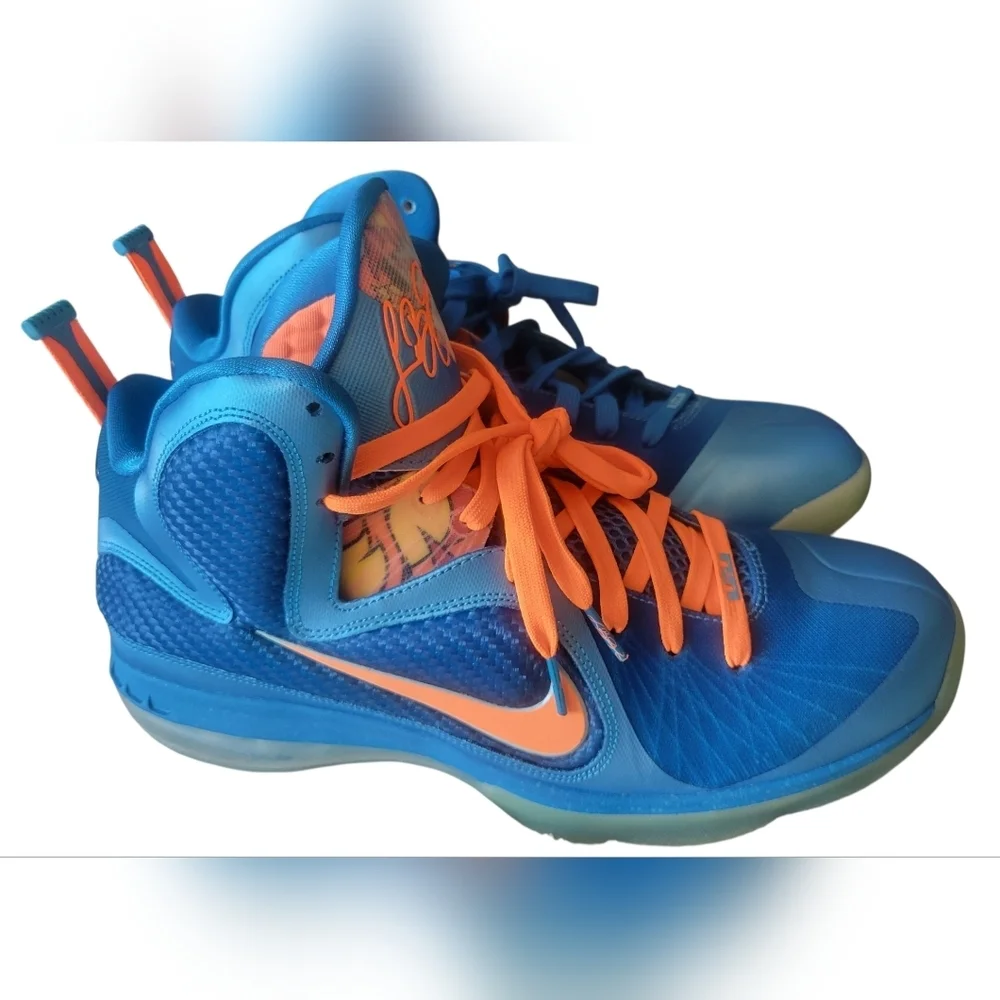 Nike Lebron 9 Men's Blue and Orange Sz11.5 Athletic Shoes